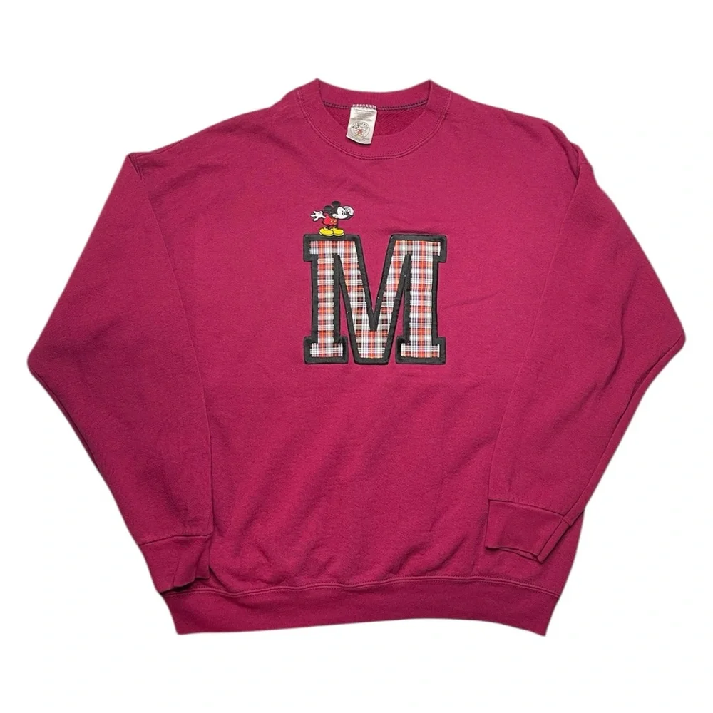 Mickey & Co. by Disney Vintage Mickey Mouse “M” Plaid Sweatshirt | Size XL - Picture 1 of 3
